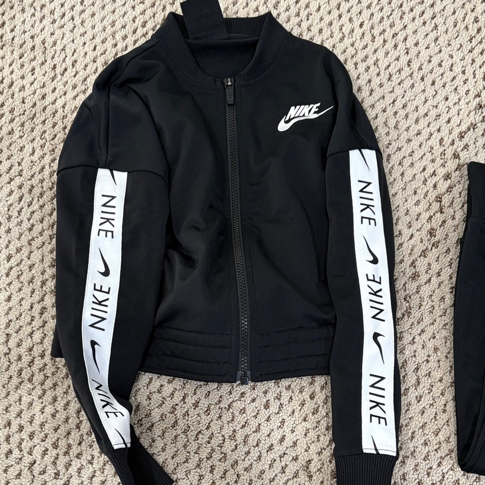 Nike Women's Black Bomber Jacket with White Accents